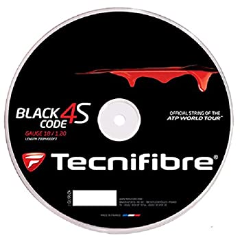 【中古】【インポート品・未当て嵌める】テクニファイバー(Tecnifibre) 庭球 ストリングス BLACK CODE 4S ゲージ1.30粍 黒いこと(BK) 渦状文200m TFR518