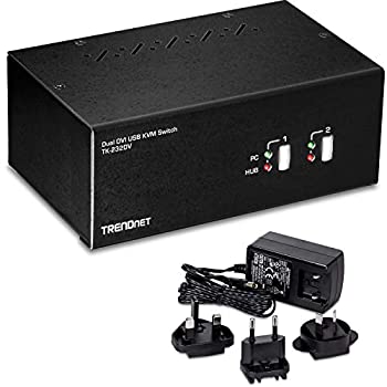【中古】【インポート品・未当て嵌める】TRENDnet 2ポートデュアルモニタDVI KVM取り替えっこ、オーディオ、2界面USB 2.0こしき、最大限度1920 x 1200のデジタル解像力、最大限度2048 x 1536のアナロ
