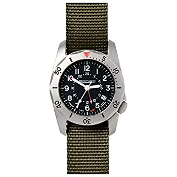 【中古】【インポート品・未当て嵌める】Bertucci A-2TR ヴィンテージ GMT ウォッチ 黒いこと/ディフェンダーオリーブナイロン。