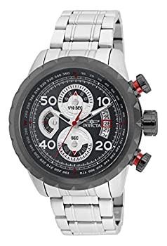 【中古】【インポート品・未当て嵌める】Invicta Men\u0027s Aviator Steel Bracelet \u0026 Case Quartz Gun Metal Dial Analog Watch 28145