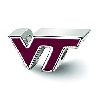 【中古】【輸入品・未使用】Virginia Tech VTエナメルロゴビーズ( Sterling Sliver )