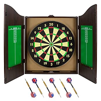 【中古】【輸入品・未使用】デラックスウォールナット木製仕上げDartboard Cabinetセットwith 6ダーツ???Includes 3?BONUS 23?gm Dart Set 。｜スカイマーケットプラス