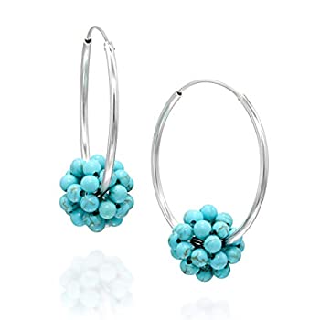 【中古】【輸入品・未使用】Stera Jewelry 925スターリングシルバー 30mm エンドレスフープイヤリング ハウライトボールクラスタービーズ付き｜スカイマーケットプラス 14,604円