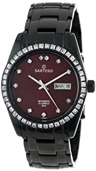 【中古】【インポート品・未当て嵌める】Sartego Men \u0027s sbbg11?Classic Analog Burgundy Face Dial Blackステンレス鋼スチール写真Watch