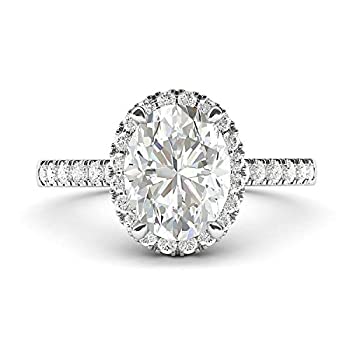 【中古】【輸入品・未使用】スターリングシルバー 模造オーバルカット ダイヤモンド ヘイロー 婚約指輪 サイドストーン付き プロミスブライダルリング