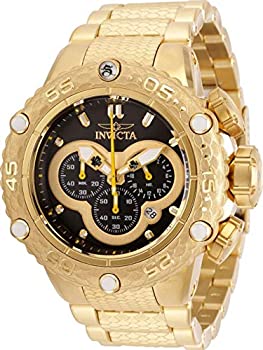 【中古】【インポート品・未当て嵌める】Invicta Men\u0026#39;s 52粍 Subaqua Noma VI Chronograph 18K Gold Plated Black Dial Stainless Steel Bracelet Watch