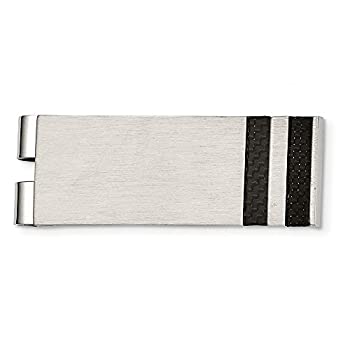 【中古】【輸入品・未使用】Men 's Brushedステンレススチールとブラックカーボン繊維お金クリップ