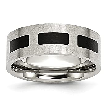 【中古】【輸入品・未使用】ステンレススチールとブラックアクセント、8?mmユニセックスサテンバンド