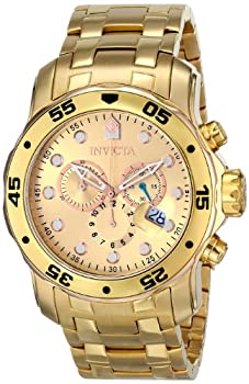 【中古】【インポート品・未当て嵌める】Invicta Men\u0027s 80071 Pro Diver Analog Display Swiss Quartz Gold Watch