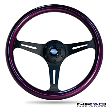 【中古】【輸入品・未使用】NRGステアリングホイールパープルクラシック木目3スポークマットブラックセンター350?mm st-015bk-pp標準発送無料