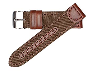 【中古】【輸入品・未使用】20?mm Brown Genuine Oil Tanレザー&キャンバスHadley Romaウォッチバンドストラップms868