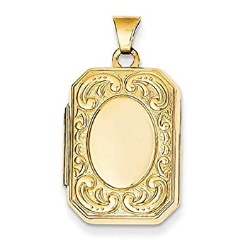 【中古】【インポート品・未当て嵌める】PicturesOnGold.com 14K黄色ゴールド 四角四面 フローラルボーダーロケット 5/8in×3/4in