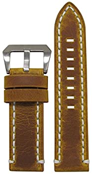 【中古】【インポート品・未当て嵌める】26?粍 Panatime DistressedサドルWatch Band with白いこと編み目26?/ 26?125?/ 75