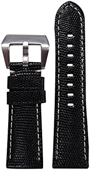 【中古】【インポート品・未当て嵌める】26?粍 Panatime黒いことGenuine Lizard Watch Band with白いこと縫い目26?/ 24?120?/ 75 腕時計-その他