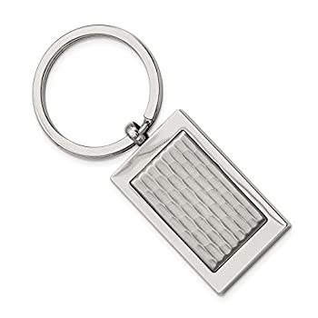 【中古】【輸入品・未使用】Polished and Textured Rectangularステンレススチールキーチェーン