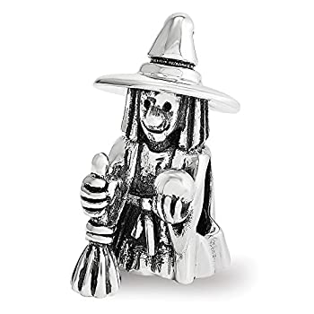 【中古】【輸入品・未使用】Black Bow Jewelry 魔女チャーム アンティークスターリングシルバー 3mmビーズブレスレット用