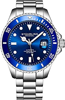 【中古】【インポート品・未当て嵌める】Stuhrling 目あたらしい メンズ ステンレス鋼スチール写真 自動小銃一巻き ダイブウォッチ 200m雨合羽 単道のりラチェットベゼル スクリューダウンクラウン スポー