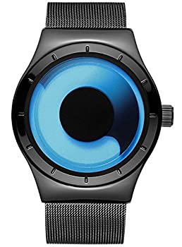 【中古】【輸入品・未使用】メンズ時計Ultra Thinステンレススチールメッシュバンド防水クオーツ腕時計 ブラックブルー