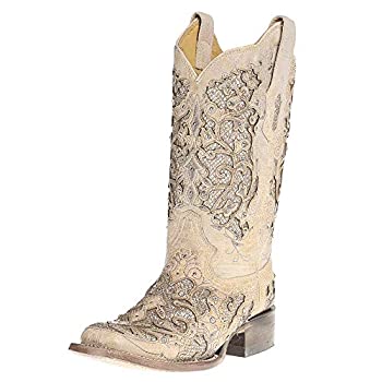 【中古】【輸入品・未使用】Corral Boot Company レディース 刺繍入りスニップトウ カウガールブーツ US サイズ: 24 カラー: ホワイト