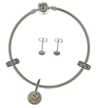 【中古】【輸入品・未使用】PANDORA レディース シルバー＆14Kゴールドバングルイヤリング＆チャームギフトセット｜スカイマーケットプラス