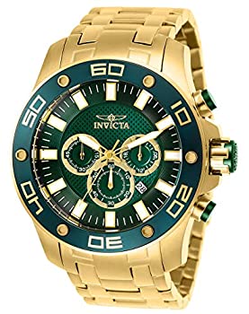 【中古】【インポート品・未当て嵌める】Invicta Men\u0027s 26077 Pro Diver Quartz Chronograph Green Dial Watch