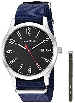 【中古】【輸入品・未使用】Caravelle 43B160メンズネイビーブルーナイトバンドブラックスリーハンドクォーツダイヤルウォッチ｜スカイマーケットプラス