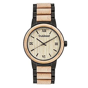 【中古】【輸入品・未使用】TruWood トラベラー 木製腕時計 メープルウッドとマットブラックステンレススチールバンド