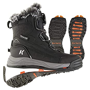 【中古】【インポート品・未当て嵌める】Korkers レディース Snowmageddon 雨合羽冬用ブーツ SnowTrac \u0026 IceTrac 気魂 US 大きさ: 9.5 色つや: 黒いこと