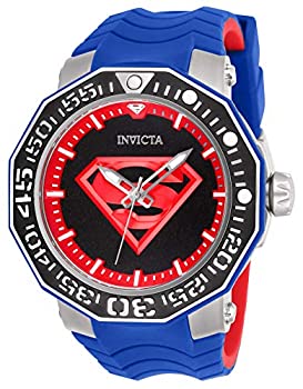 【中古】【インポート品・未当て嵌める】Invicta Men\u0027s DC Comics Blue Silicone Band Steel Case Automatic Black Dial Analog Watch 27091