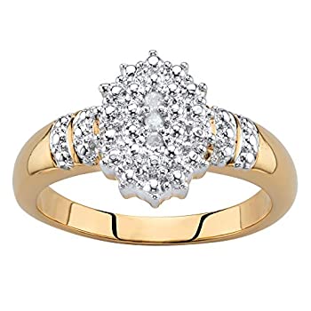 【中古】【輸入品・未使用】Palm Beach Jewelry 18K イエローゴールドメッキ ロジウムメッキ 本物のダイヤモンドアクセント ツートーンクラスターリング
