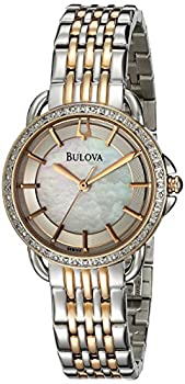 【中古】【インポート品・未当て嵌める】ブローバWomen \u0026apos;s 98r144?Diamond Rose andステンレス鋼スチール写真Two Tone Watch