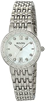 【中古】【インポート品・未当て嵌める】Bulova レディース ステンレス鋼スチール写真 クォーツウォッチ しろがね色メッキ ステンレススチールストラップ 14 (ひな形:96R203)