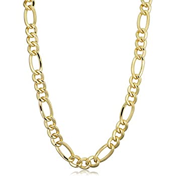 【中古】【輸入品・未使用】14K イエローゴールド 金張り メンズ 7.8mm 高光沢フィガロチェーンネックレス ( 18／20／22／24または30インチ)｜スカイマーケットプラス