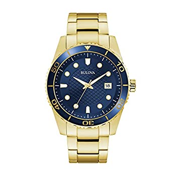 【中古】【インポート品・未当て嵌める】Bulova スポーツブルーダイヤルイエローゴールドトーンメンズウォッチ 98A197
