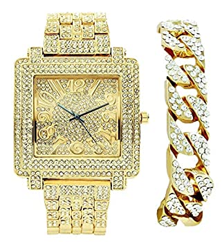 【中古】【輸入品・未使用】Biggie Bling-ed Out Easy Reader ? アラビア数字の正方形ダイヤルユニセックス腕時計 ? ポイントを求める男性と女性に最適 ? キラキラ光るゴー｜スカイマーケットプラス