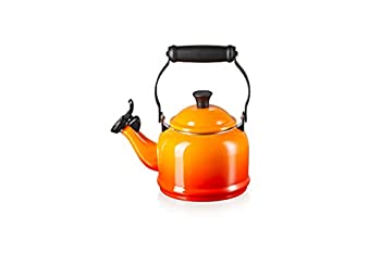 【中古】【インポート品・未当て嵌める】Le Creuset Enamel-on-Steel Demi 1-1/4-Quart Teakettle 湯沸かし 1200ml オレンジ色