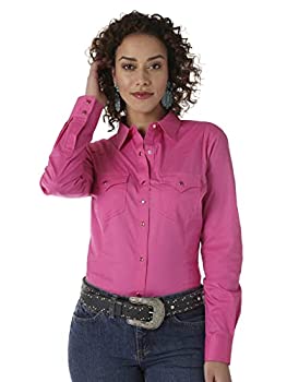 【中古】【輸入品・未使用】Wrangler Women's Western Yoke Two Snap Flap Pocket Shirt%ｶﾝﾏ% Pink%ｶﾝﾏ% Large