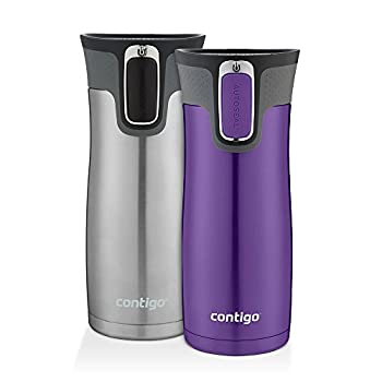 【中古】【輸入品・未使用】(Grapevine & Stainless Steel) - Contigo AUTOSEAL West Loop Travel Mugs%ｶﾝﾏ% 470ml%ｶﾝﾏ% Stainless Steel & Grapevine%ｶﾝﾏ% 2-Pack