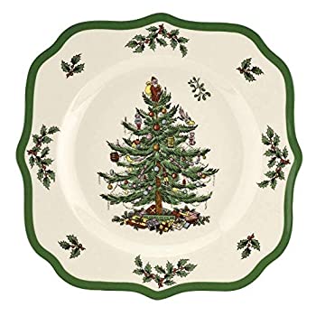 【中古】【輸入品・未使用】Spode サラダプレート クリスマスツリースクエア型 スカラップ型 9インチ|スカイマーケットプラス