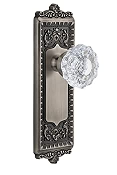 【中古】【インポート品・未当て嵌める】Grandeurウィンザー家一皿with Versailles水晶ノッブ、ダブルダミー、アンティークピューター
