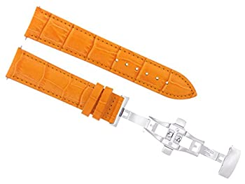 【中古】【インポート品・未当てはめる】22?粍 Leather Watch Band Strap Deployment Clasp for骨化オレンジ色2b