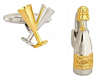 【中古】【輸入品・未使用】シャンパンボトルとフルートCufflinks