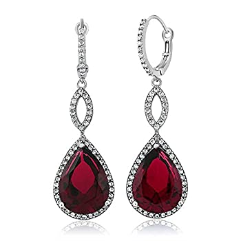 【中古】【輸入品・未使用】Gem Stone King 20.00カラット シンセティック ルビー ピアス レディース シルバー925