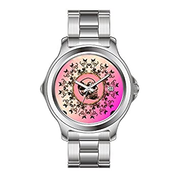 【中古】【輸入品・未使用】FDCクリスマスギフトWatchesメンズファッションJapanese Quartz Dateステンレススチールブレスレット腕時計Awesome Skull Made of RustyメタルWr