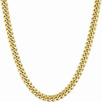 【中古】【輸入品・未使用】Lifetime Jewelry ゴールドチェーン メンズ&レディース 4.3mm マイアミキューバリンクチェーン 20倍以上の本物の24Kメッキ ソリッドで丈夫なカー