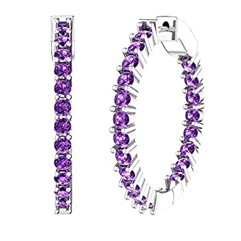 【中古】【輸入品・未使用】Belinda Jewelz レディース 925スターリングシルバー 輝く誕生石 エタニティフープピアス パープル