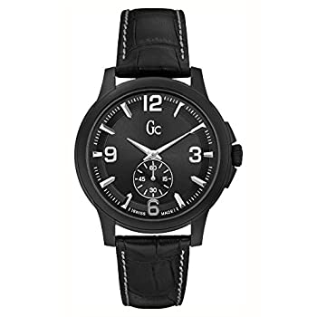【中古】【インポート品・未当て嵌める】Guess GC Mens Casual Swiss Made All Black SS Case Leather Watch X82006G2S