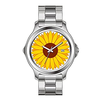 【中古】【インポート品・未当てはめる】FDC クリスマスギフトウォッチ メンズ 流行り物 日本製石英 逢い引き ステンレス鋼スチール写真 ブレスレットウォッチ オレンジ色 黄色 ひまわり