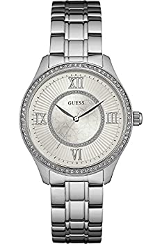 【中古】【インポート品・未当て嵌める】Guess w0825l1、レディース御召しもの、ステンレス鋼スチール写真、しろがね色声の調子、水晶声遣い付き添い人ベゼル%ｶﾝﾏ% 30?m WR