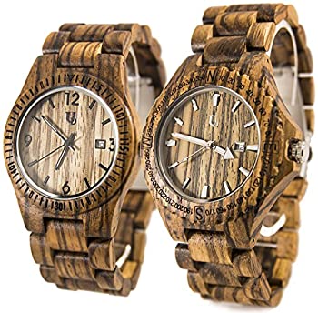 【中古】【インポート品・未当て嵌める】彼と意中の女と回り合わせZebra Wooden Watches、二人組木製ウオッチ、木製Watches for Lovers